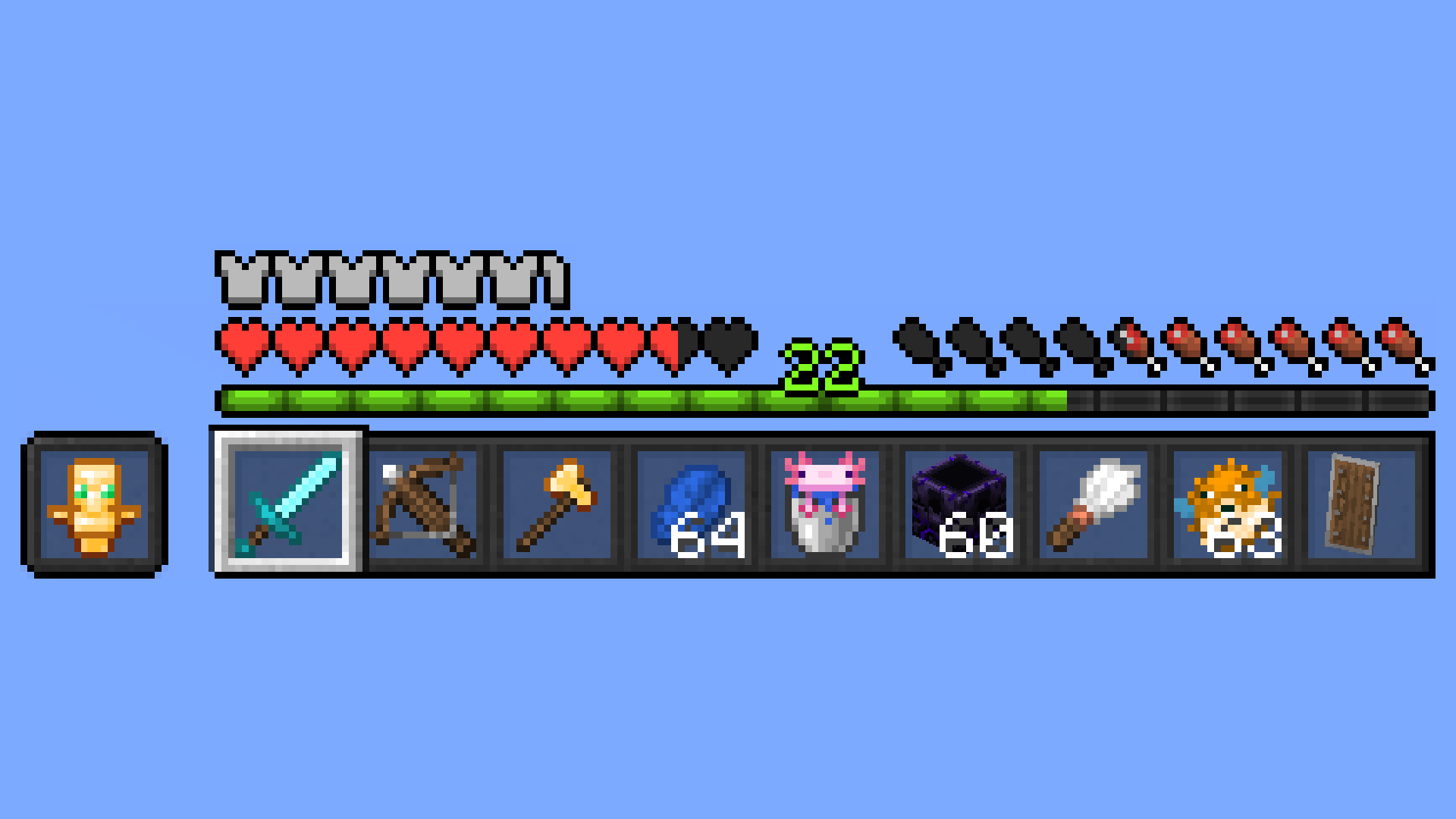 Thumbnail Saturized changes the Survival GUI by simplifying many textures.