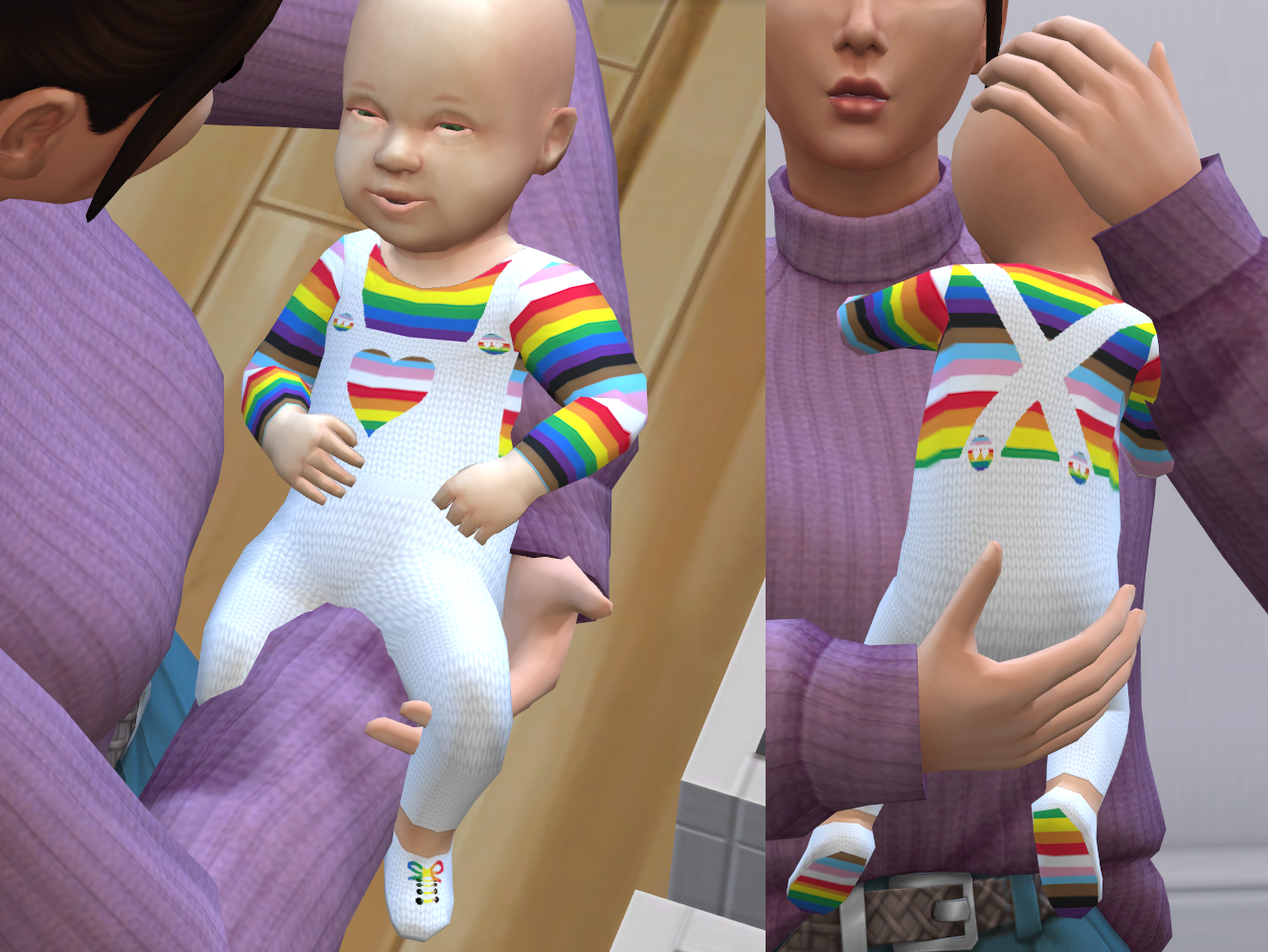 This is what the little pride dungarees will look like in your game