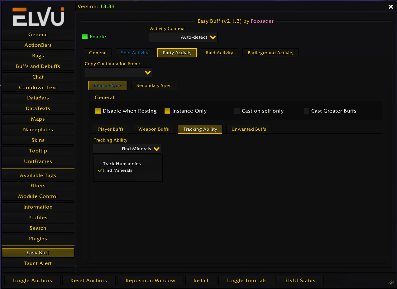 Tracking Ability Configuration