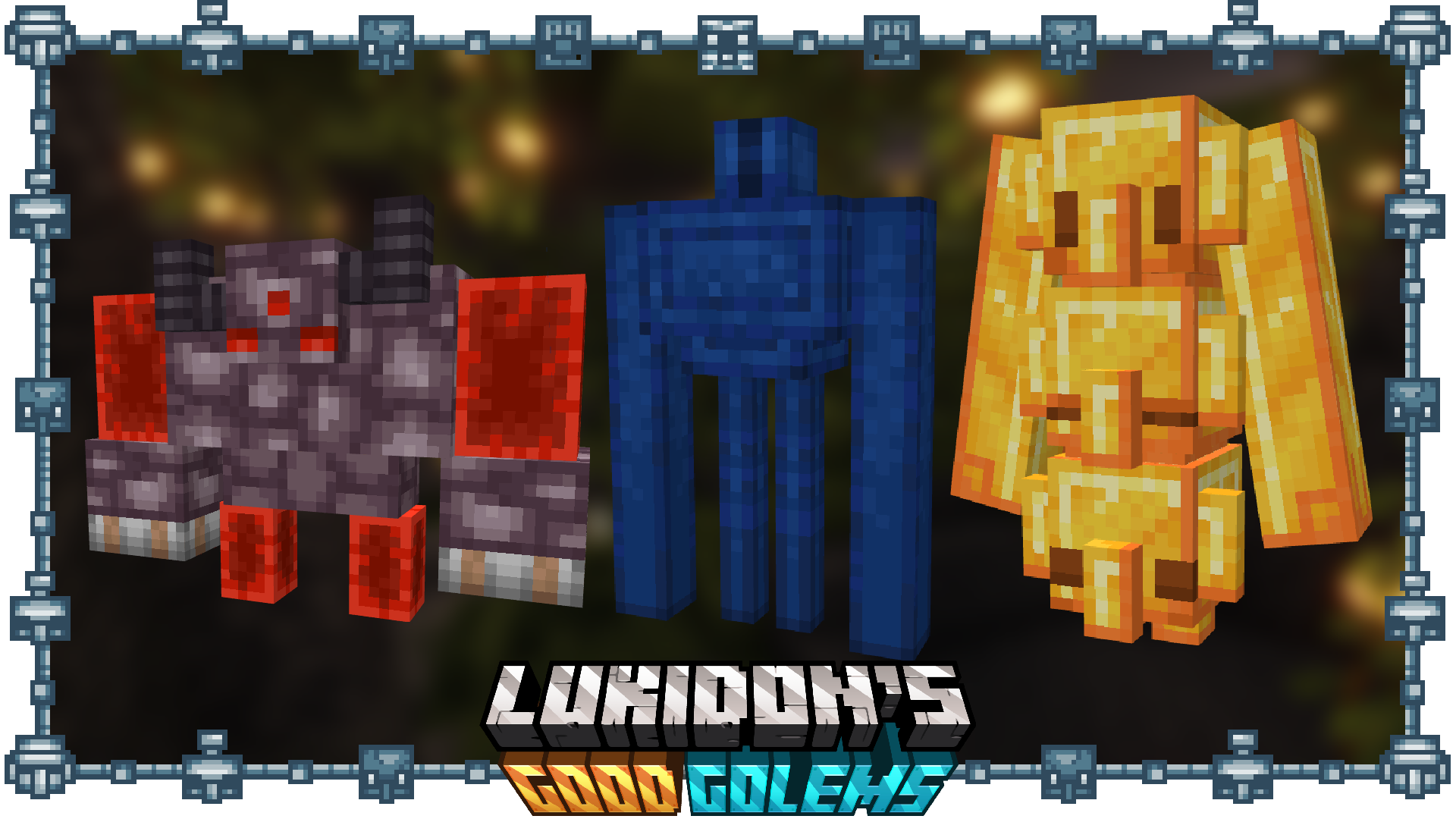 Redstone, Lapis, and Gold Golem.