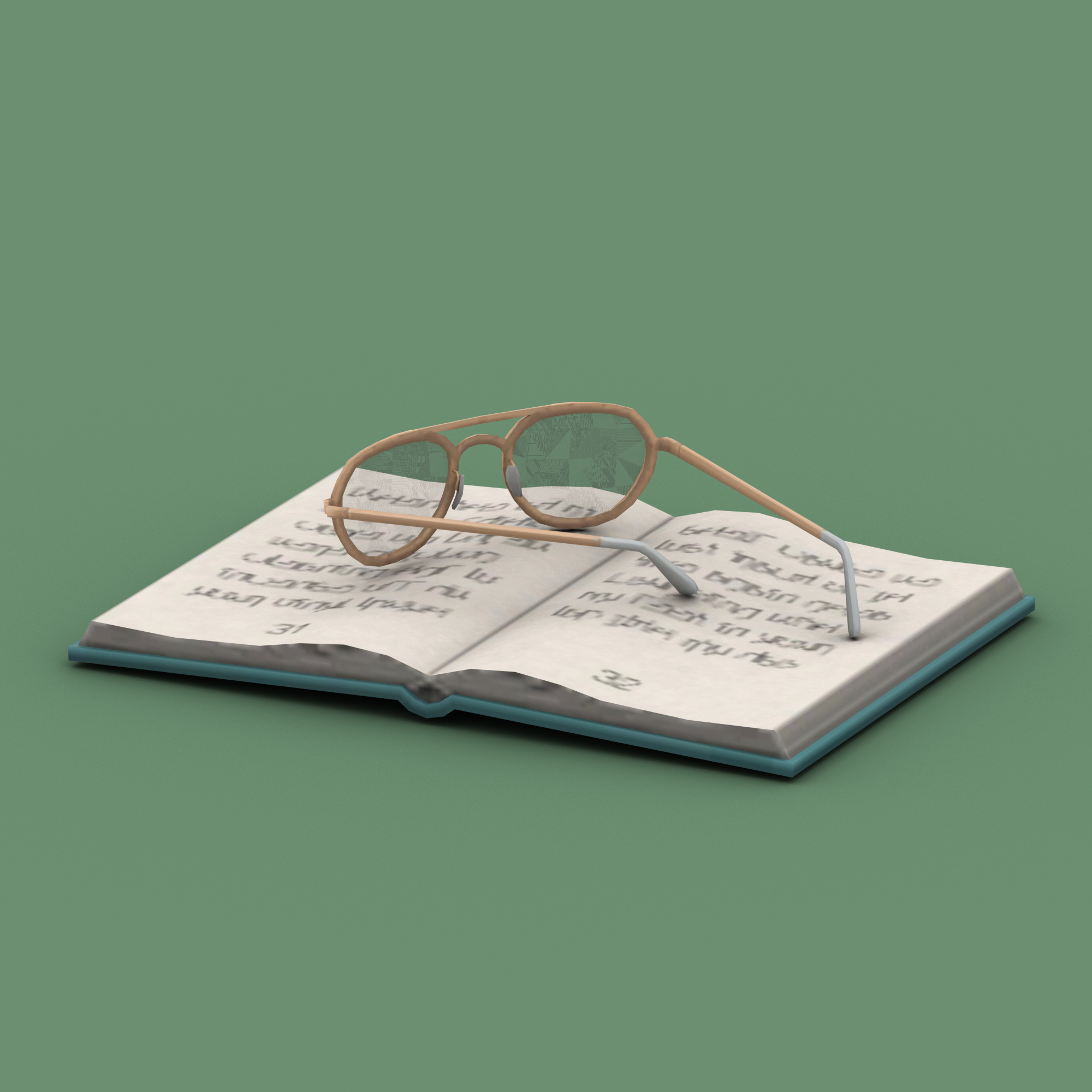 Evergreen Book with Glasses