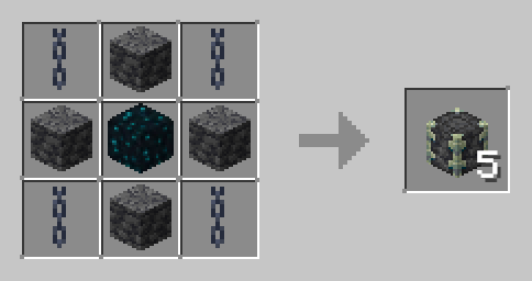 craft the fake reinforced deepslate with regular deepslate