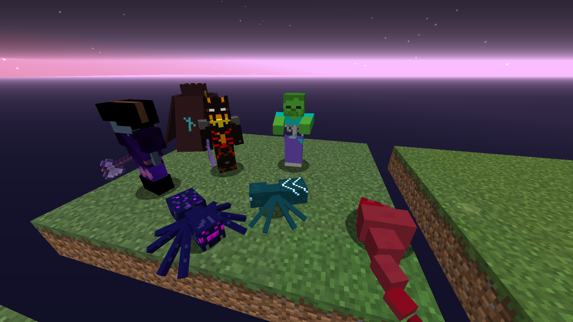 Demon Soldier, Hungry Zombie, Skeletal Guard, Nether Knight, Demonfish and 2 Cave Spider Variants