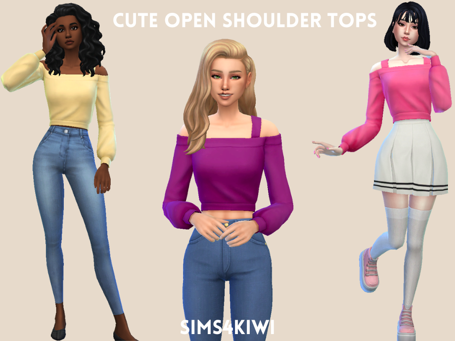 Cute Open Shoulder Tops - Screenshots - The Sims 4 Create a Sim ...