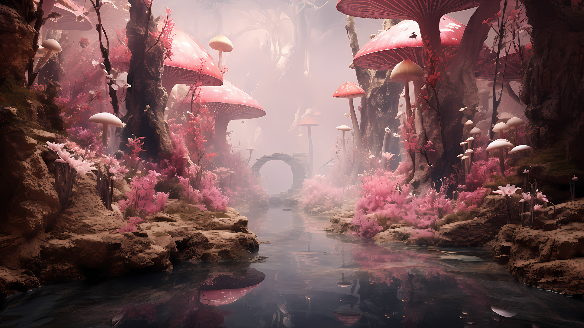 pink mushrooms