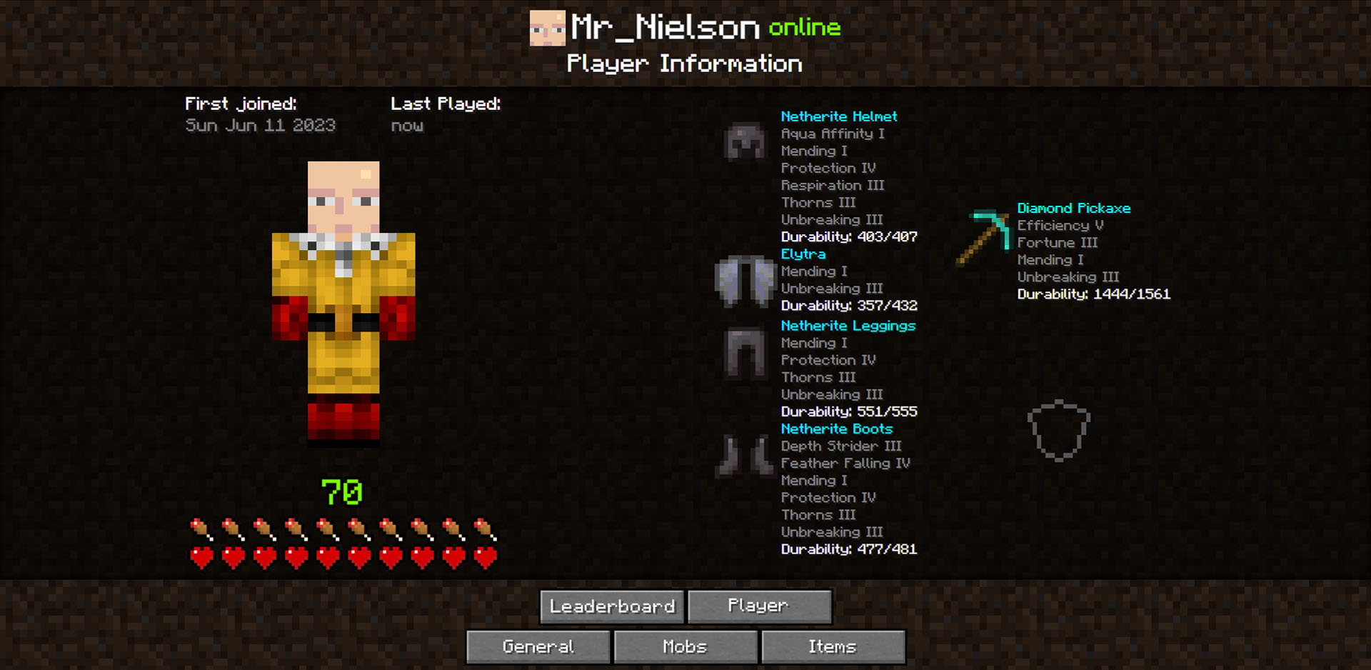 Player page
