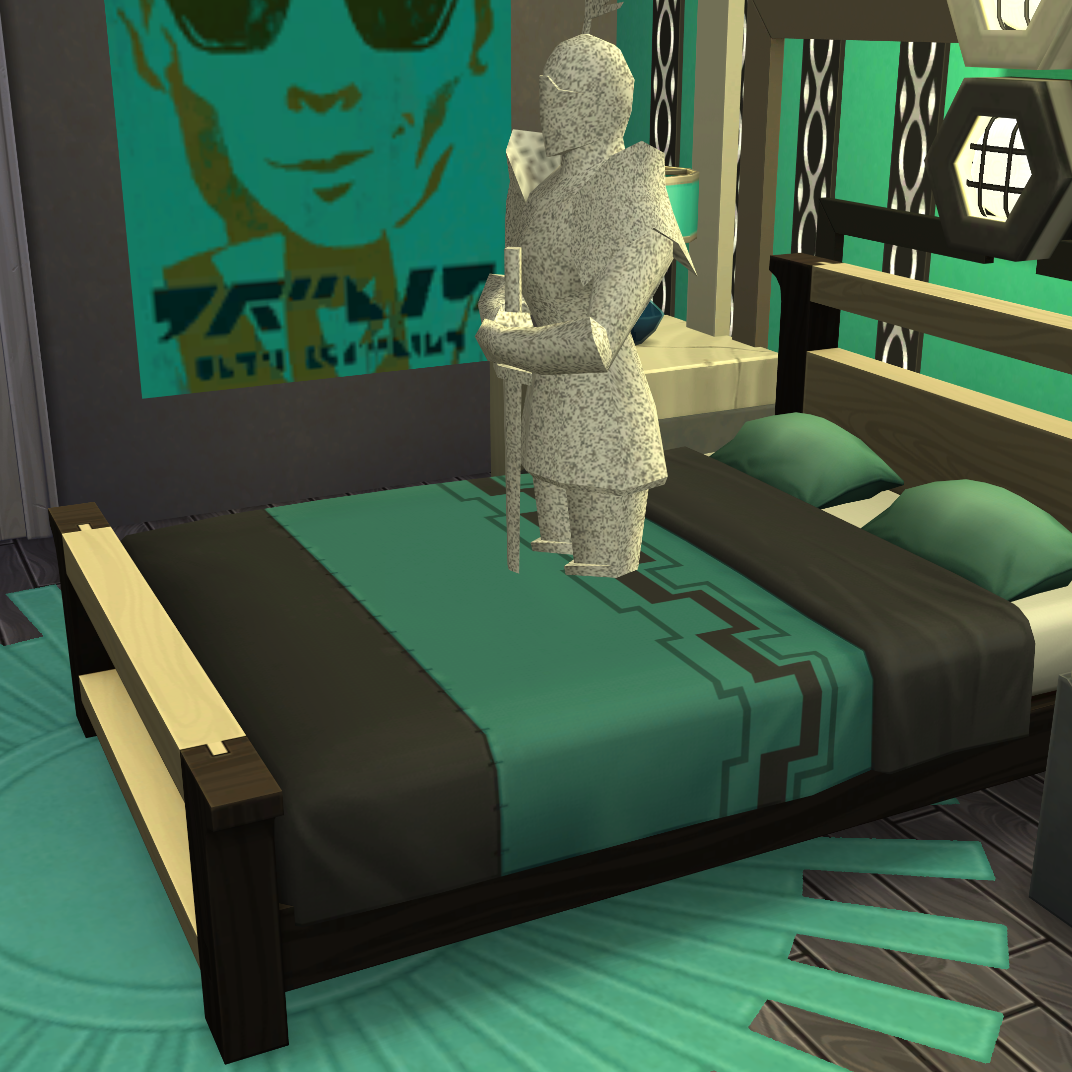 Thumbnail Place teleporter in the middle of a double bed facing the bottom of the bed.
