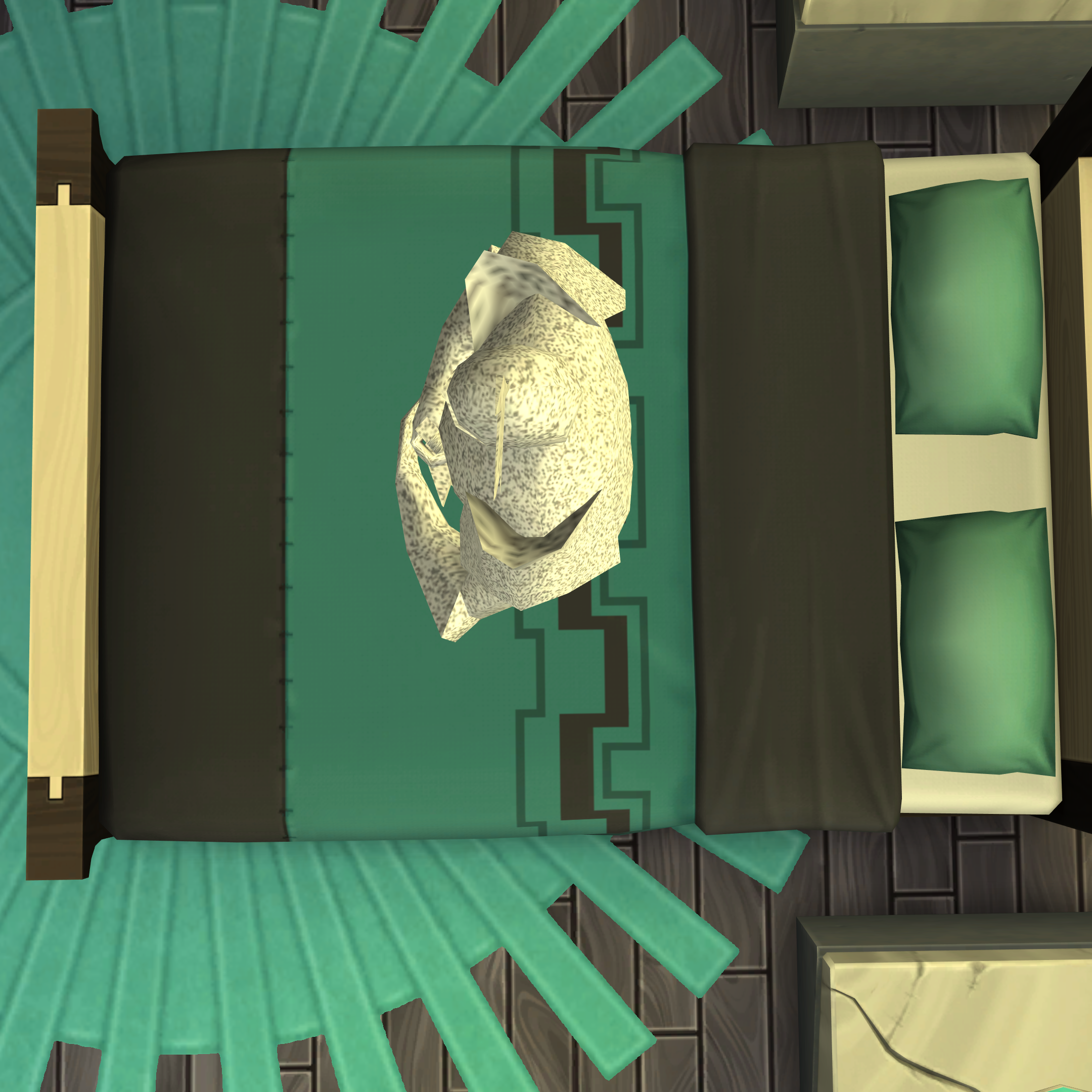 Thumbnail Place teleporter in the middle of a double bed facing the bottom of the bed.