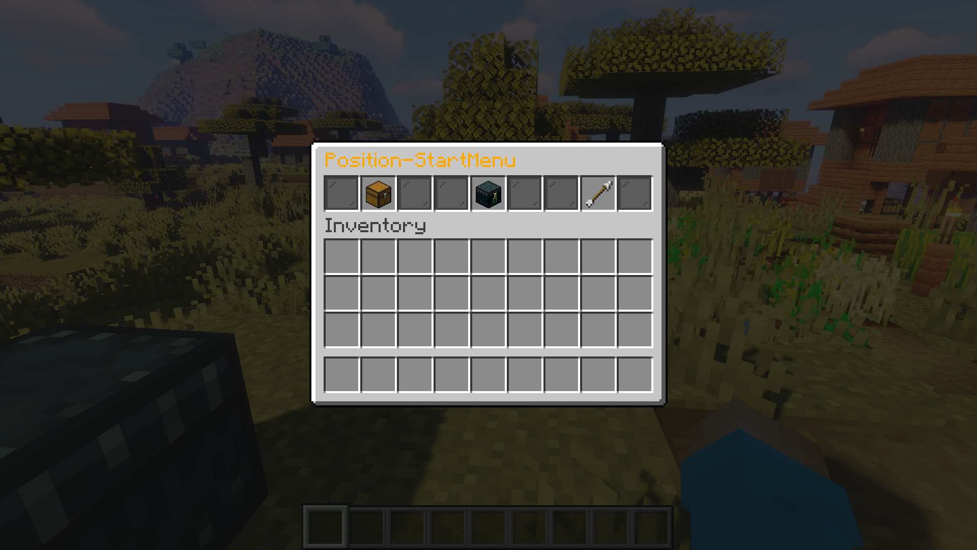 With "/pos" you open the main menu of Positionator. Here you can open the public or private list and if you have a position in the BossBar you can also remove it from the BossBar.
