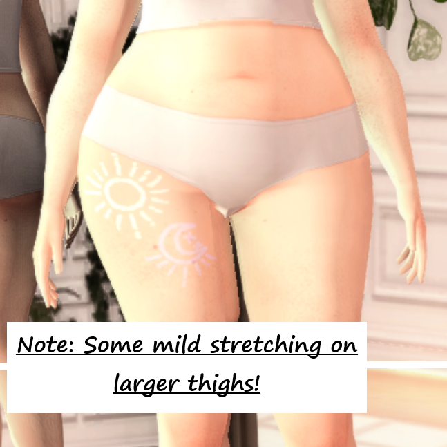 Showcases the 5th swatch and the possible stretching that may occur on larger sims.