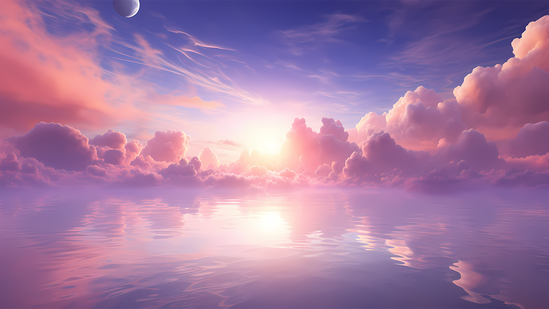pink & purple clouds above water loading screen