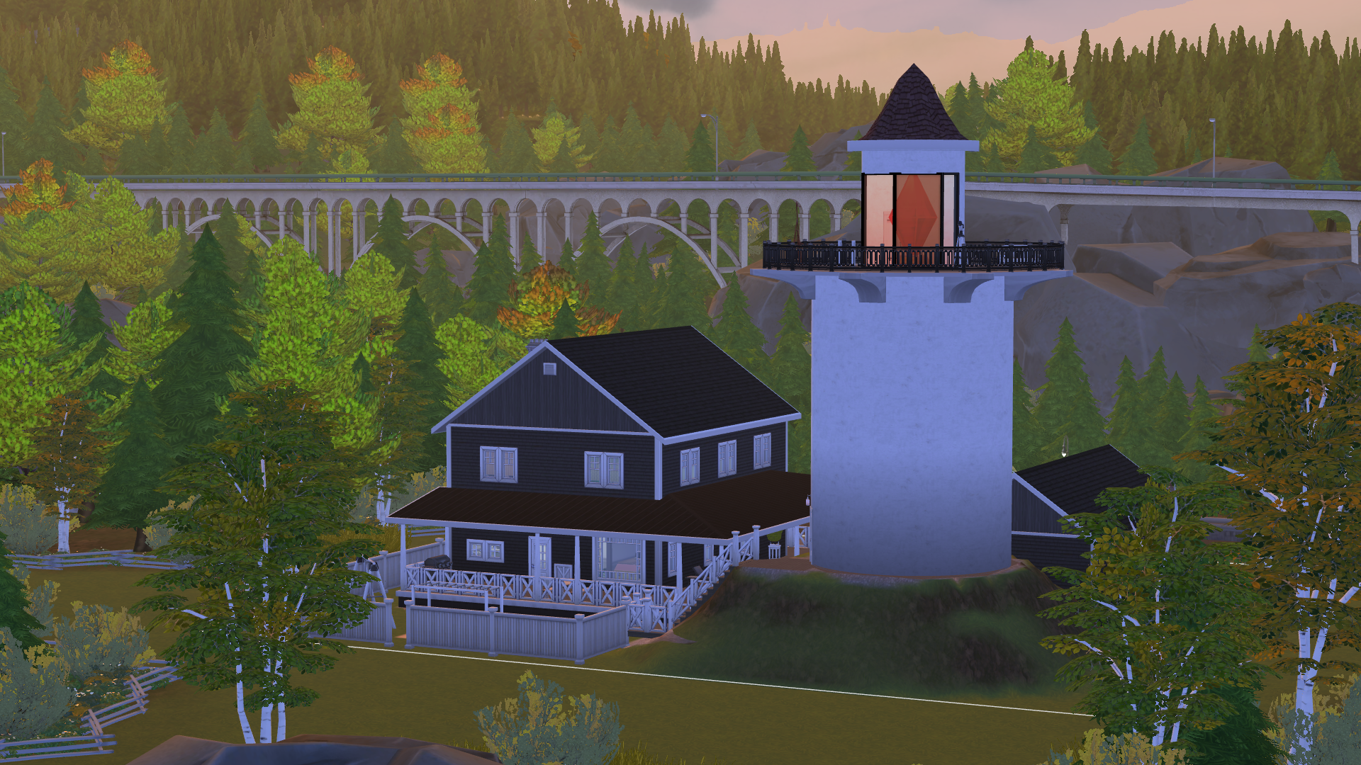 Thumbnail The rear of the home, and the lighthouse