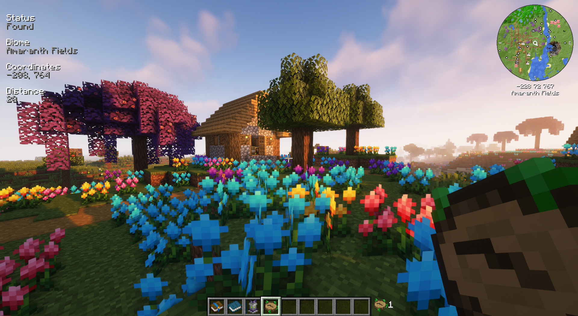 Thumbnail Oh The Biomes You'll Go let you give you a bunch of coloured flowers while Nature Compass let you find different types of biomes.