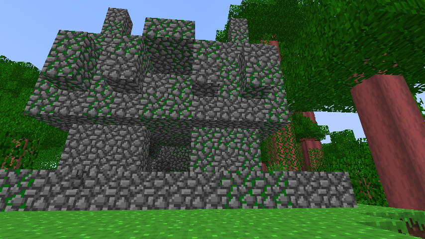 A jungle temple and some jungle trees