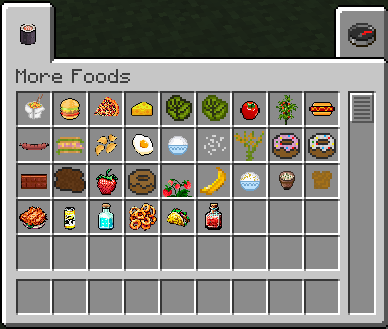 Thumbnail This image showcases the variety of foods and beverages available in version 1.5.5. Both alcohol and elixirs have effects. For instance, alcohol causes nausea.