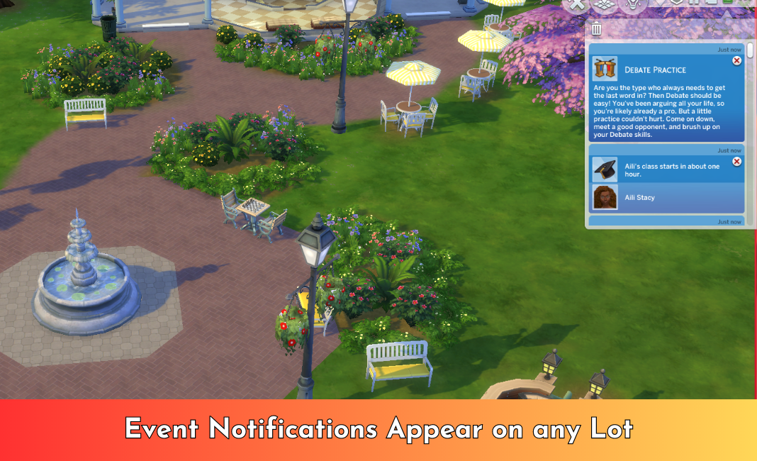 University Event Notifications Appears When Not on Lot