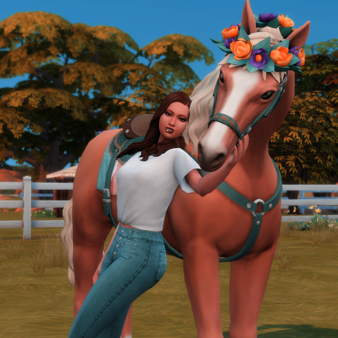 leaning on horse
