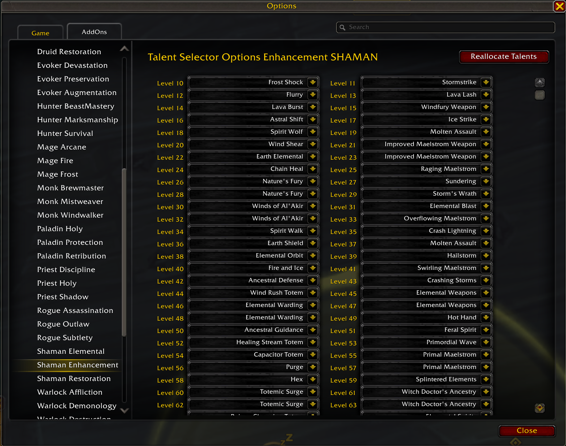 Talent Selector Config - Class-Spec