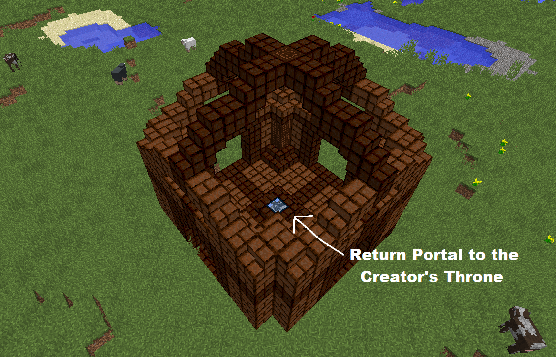 Thumbnail At the end of Chapter 3, the player can craft an Overworld-like Planet and travel to it. This is its Spawn Hut.