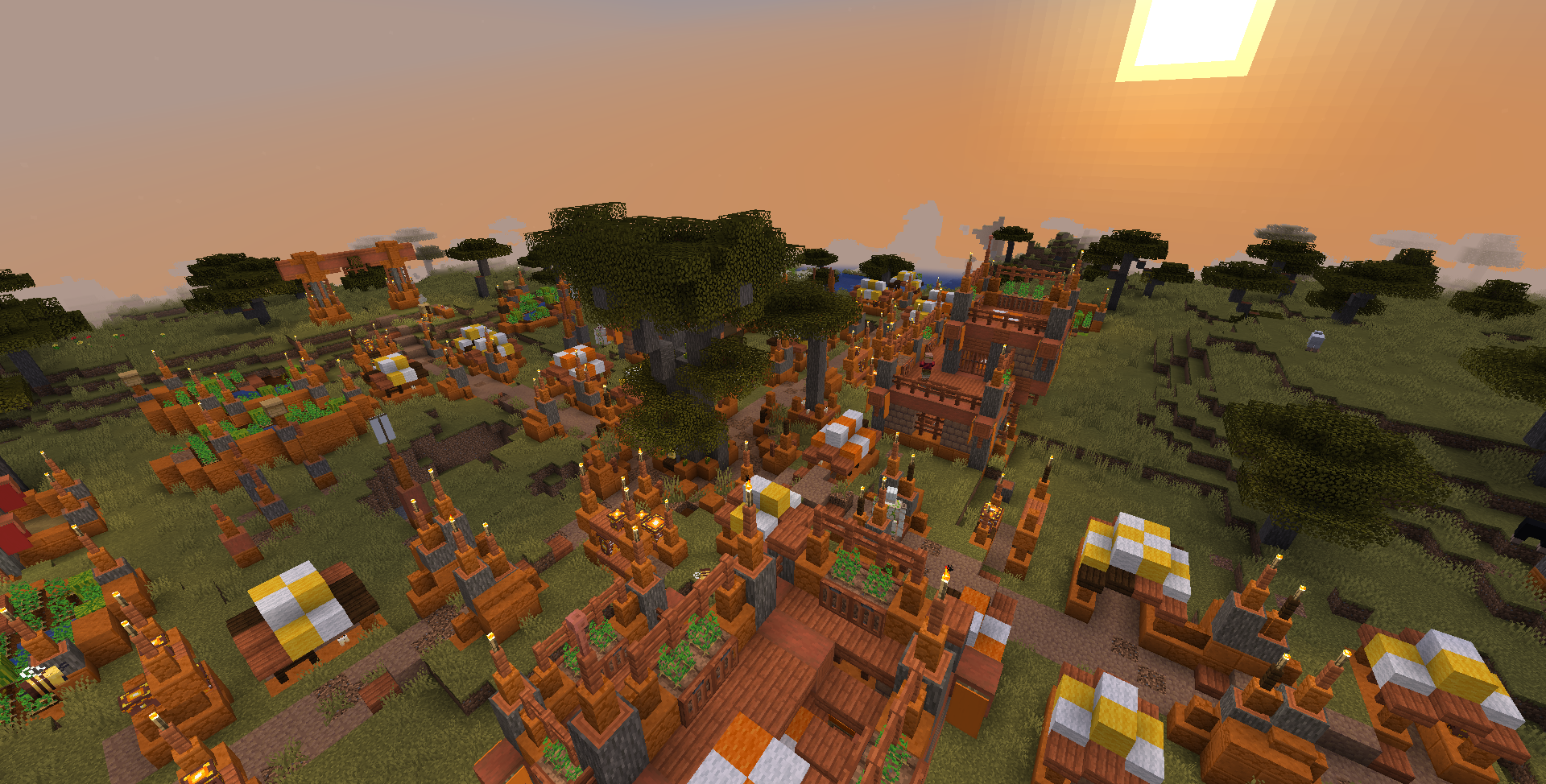 Thumbnail A savanna village, seen from above.
