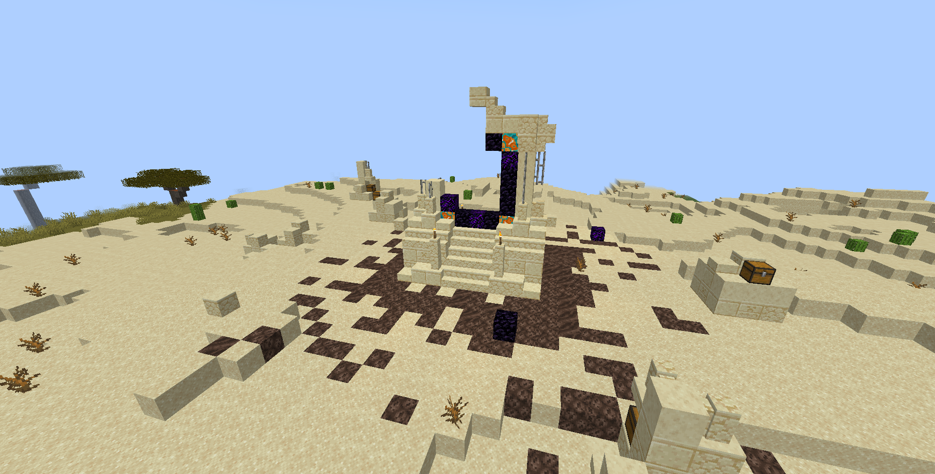 Thumbnail A medium sized ruined portal in the desert.