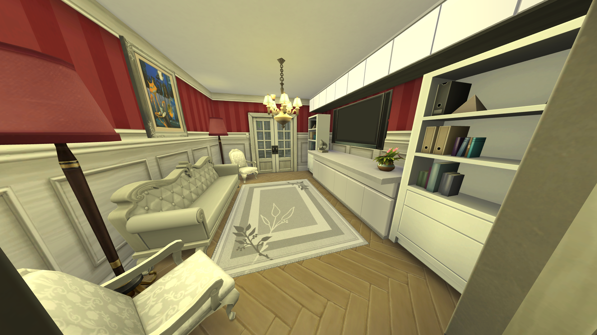 Thumbnail The parlor has a built-in entertainment center, and access to the solarium