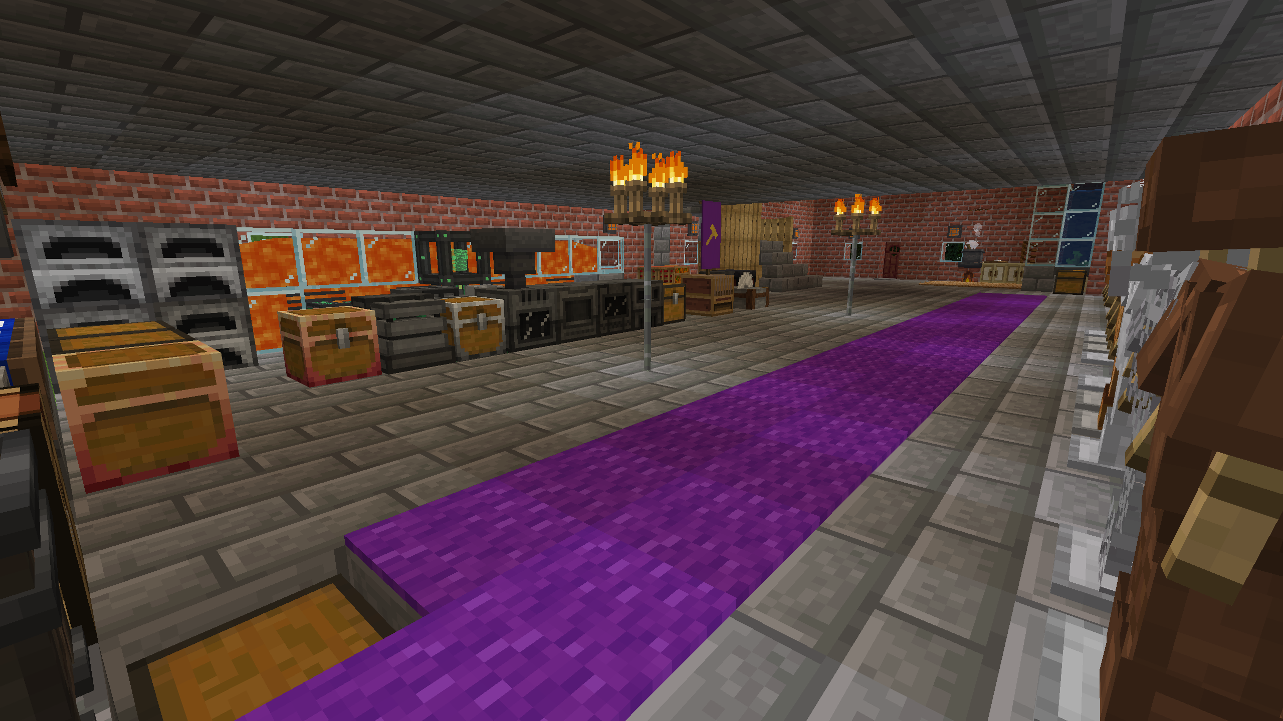 Thumbnail The machine room you can build in pretty early game featuring Mekanism and AE2 mods in the front.