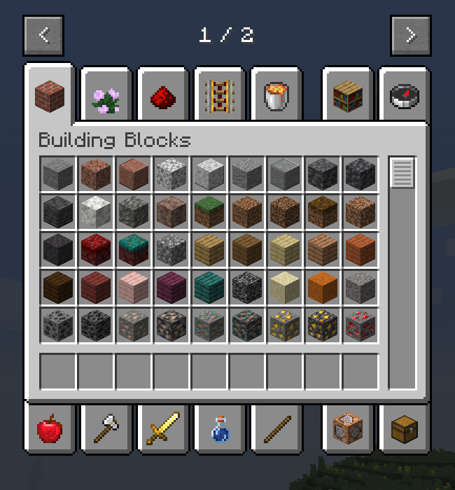 "Building Blocks" tab