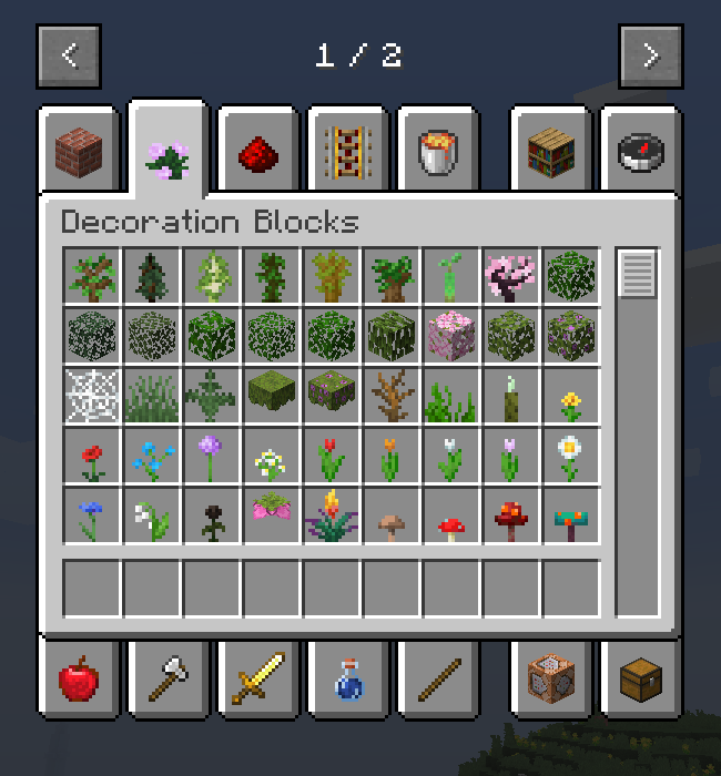 "Decoration Blocks" tab