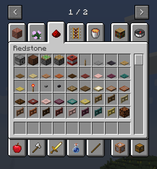 "Redstone" tab