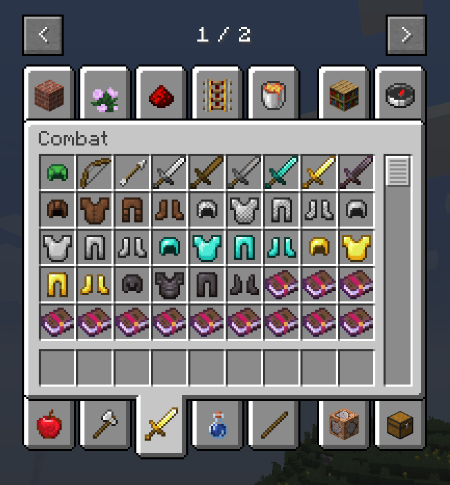 "Combat" tab