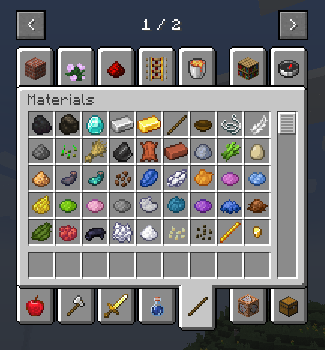 "Materials" tab