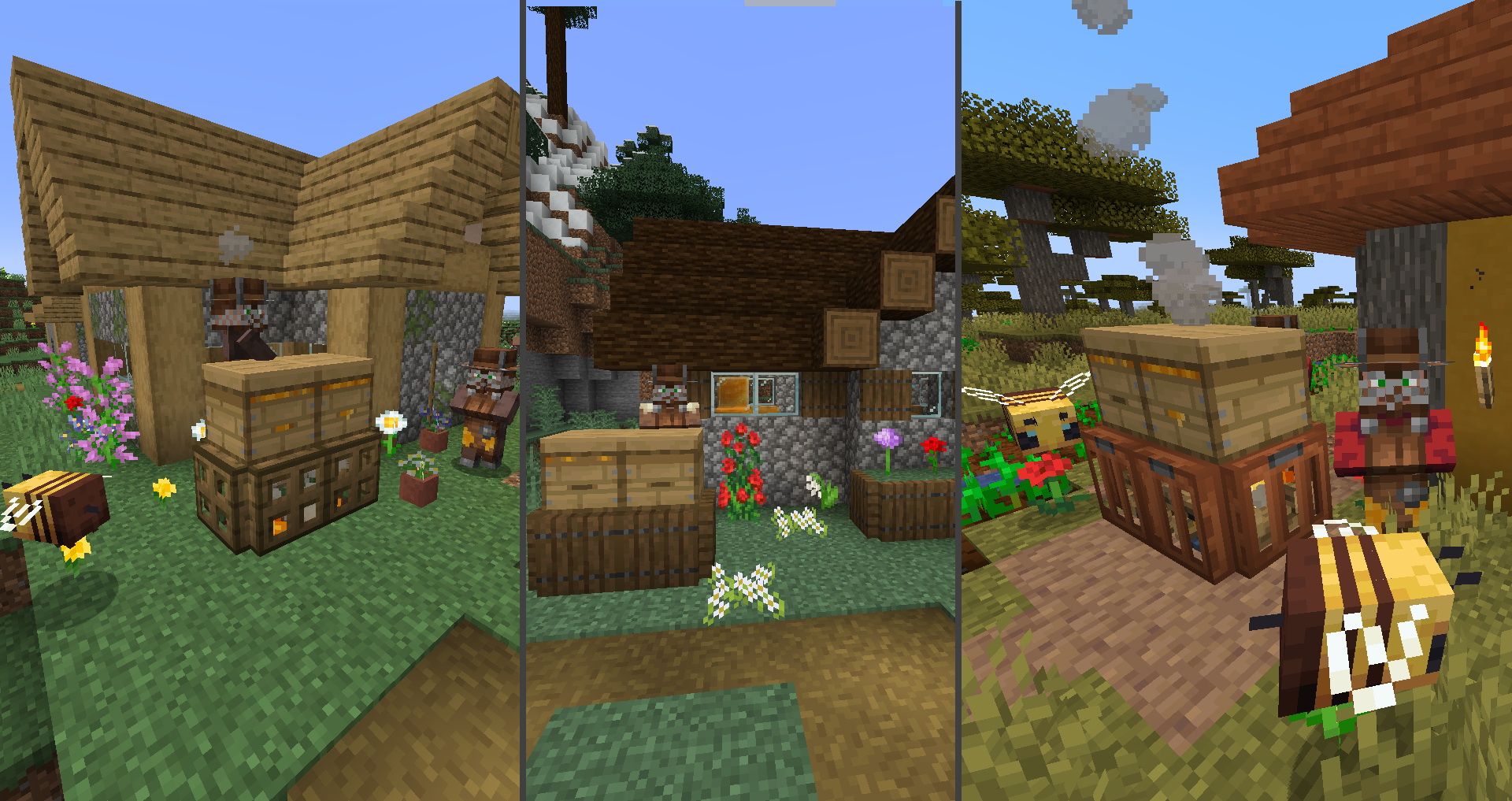 Beekeeper Villagers and Houses spawning in vanilla villages.