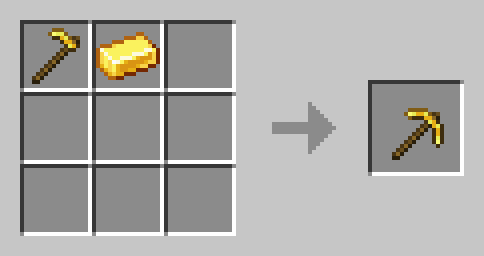 Gold hoe in a pickaxe - Recipe