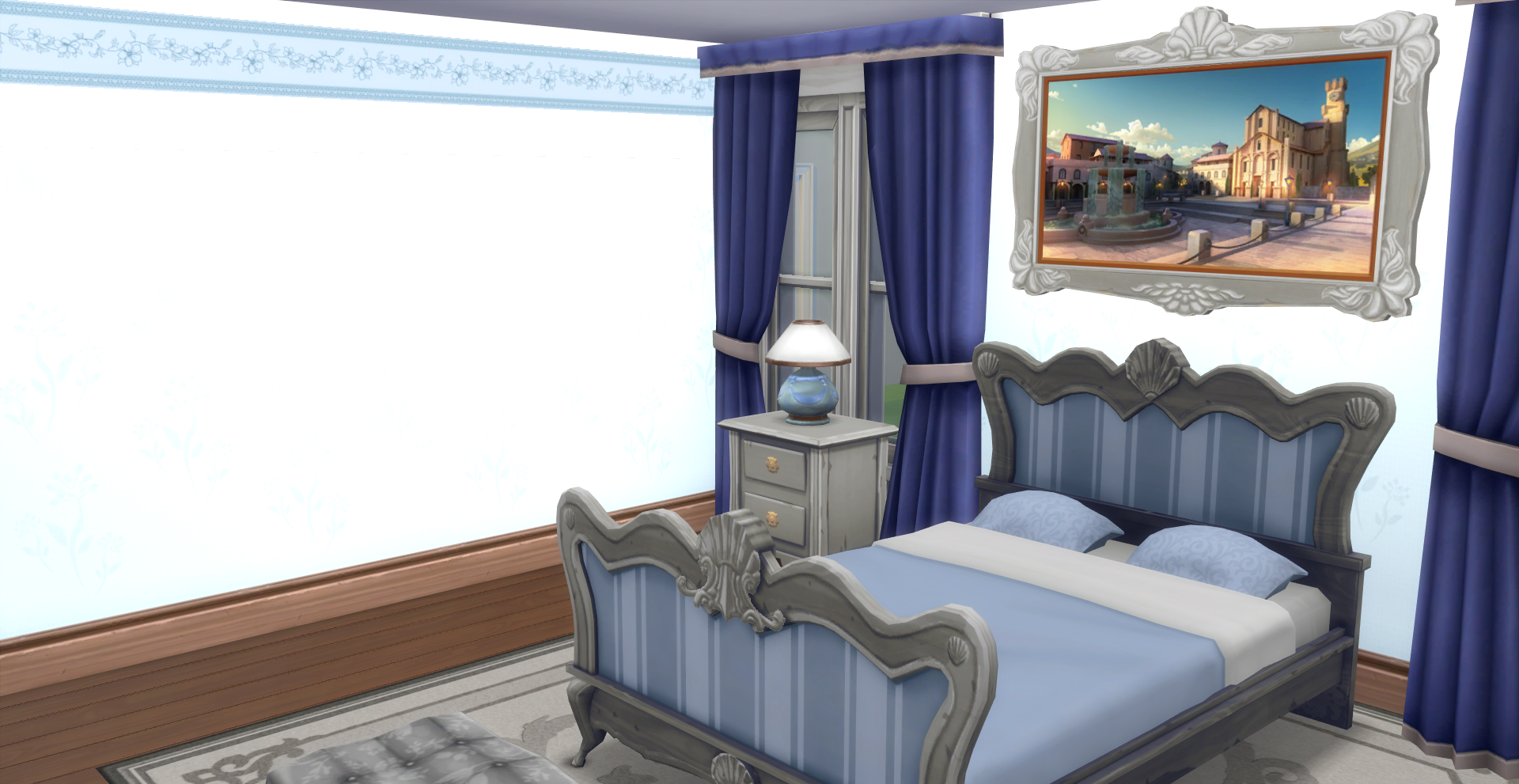 Thumbnail An adult room with a blue floral border