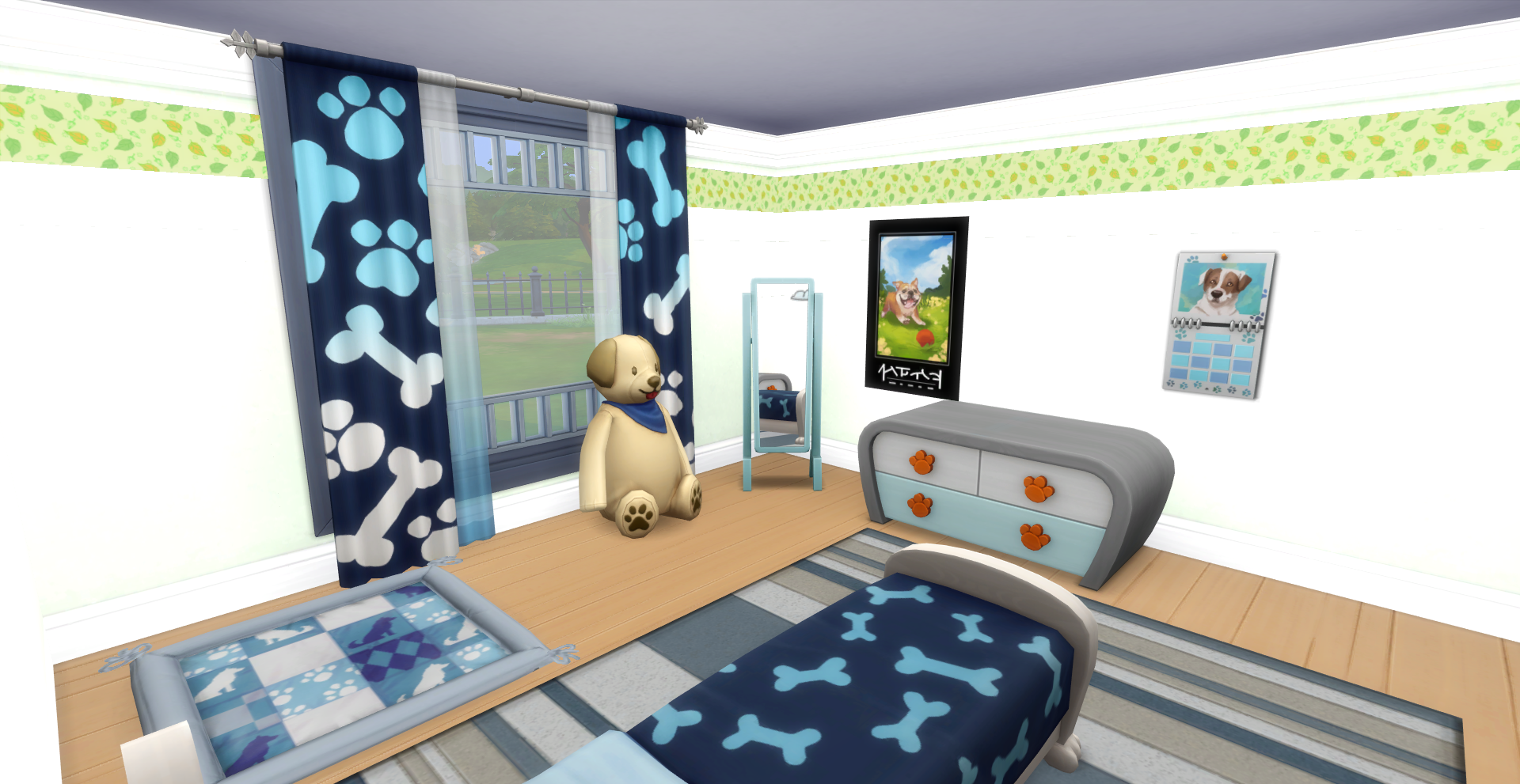 Thumbnail A child's room with a green leafy border