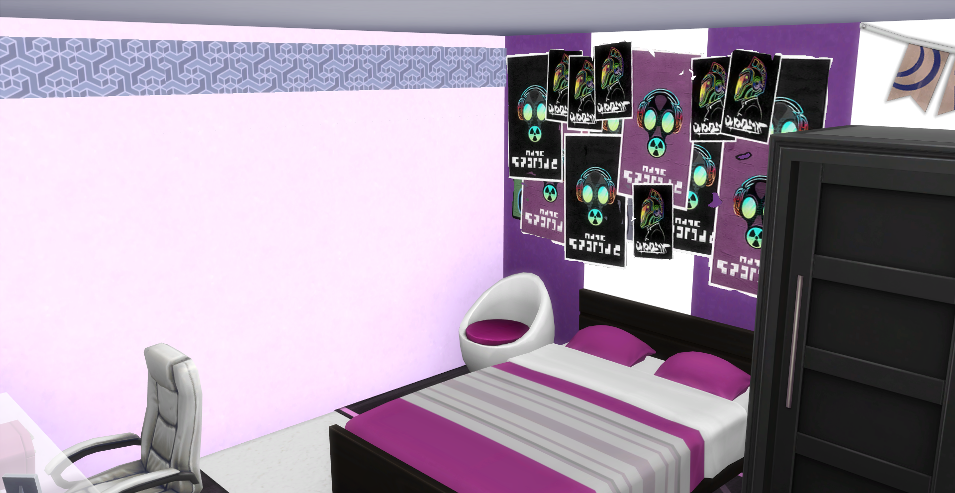 Thumbnail A teen's room with a purple maze border