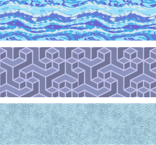 Thumbnail Abstract wave, purple maze, and blue stucco borders