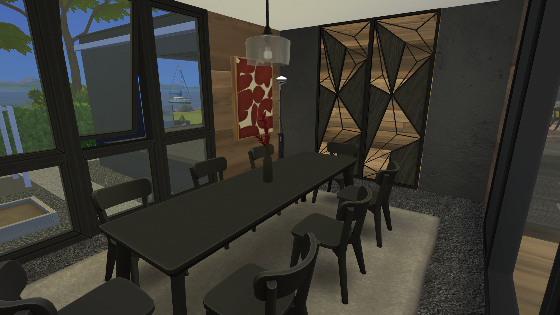 Thumbnail The dining room has seating for 8 and modern art throughout