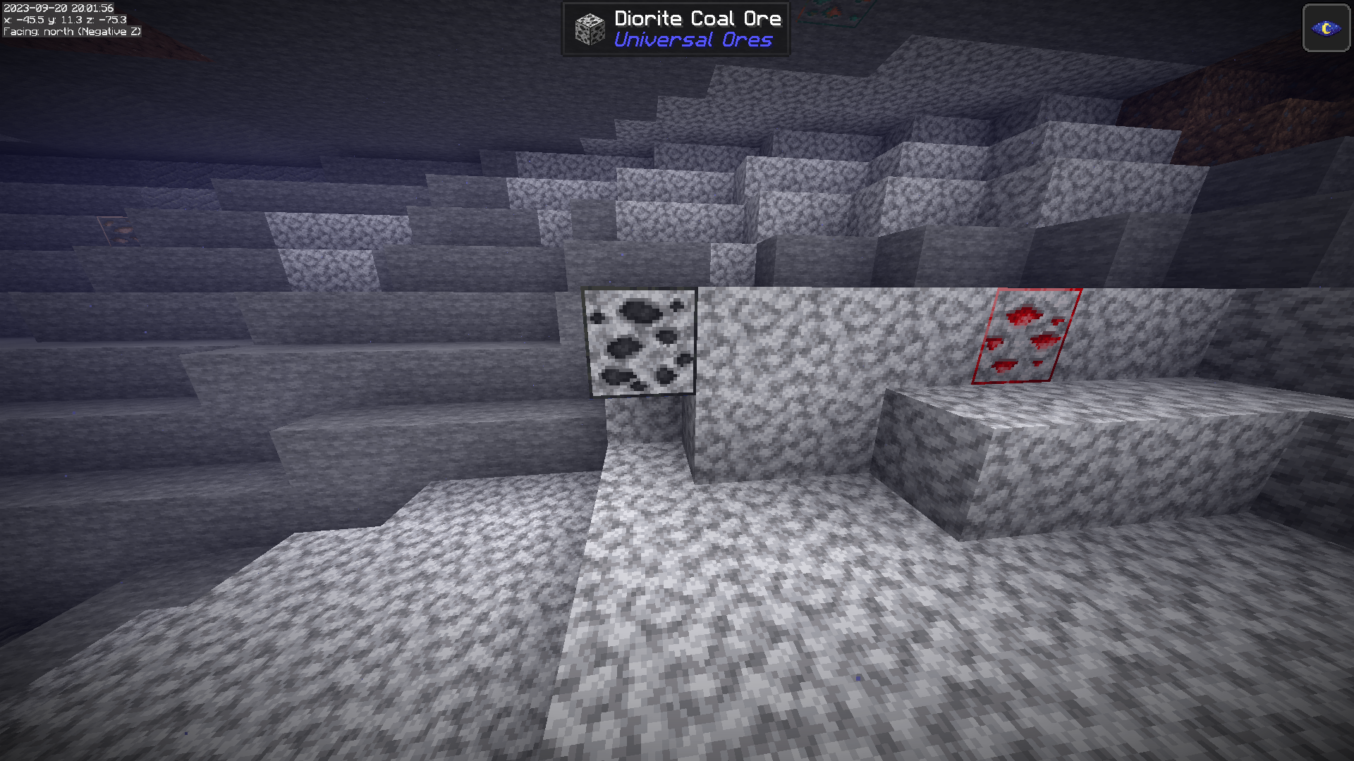 diorite coal and redstone ores