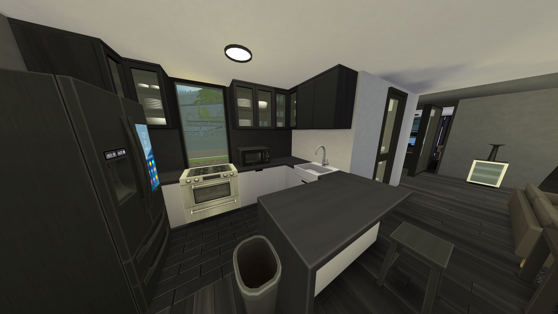 Thumbnail The kitchen is fully modern with waterfall counters, H&B Portal fridge, and more