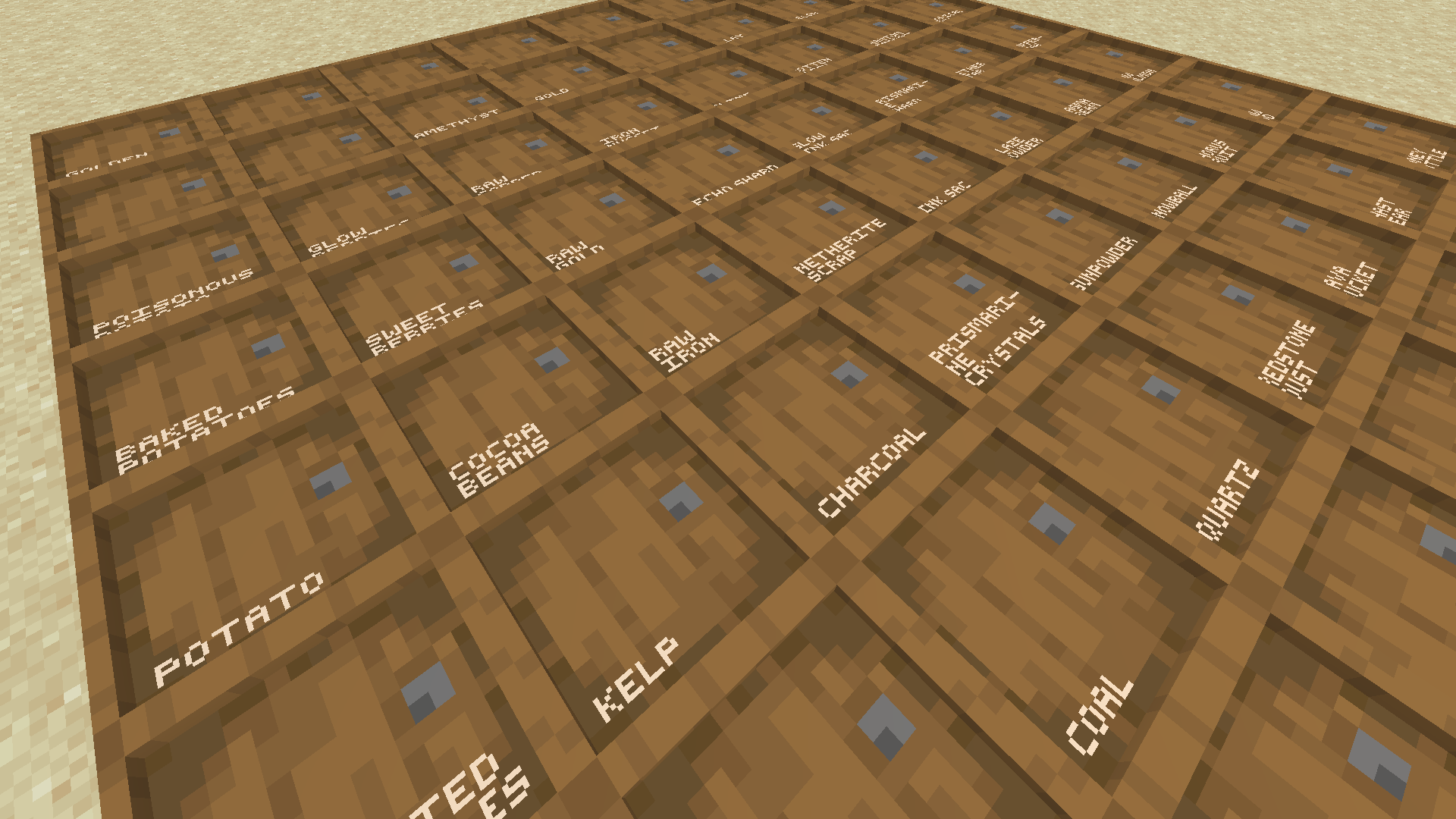 Thumbnail Closed barrels have labels that list what the contents are of the block.