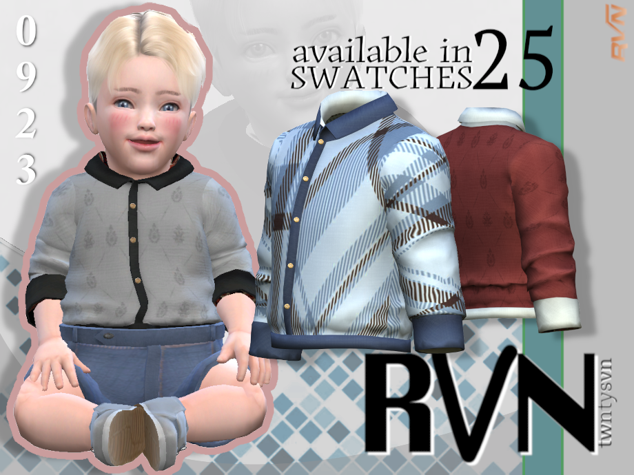 Download Infants Folded Sleeves Slim Fit Dress Shirt - The Sims 4 Mods ...