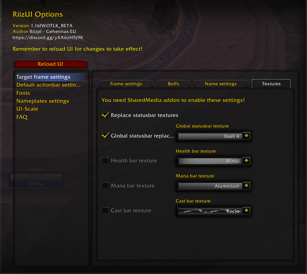 Thumbnail Replace default UI hp / mana / cast bar textures.