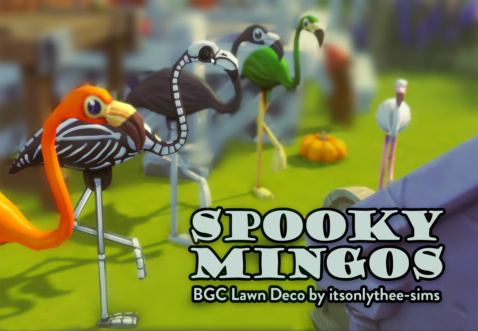 Spooky Mingos - BGC Lawn Deco (Simblreen 2022) - The Sims 4 Build / Buy