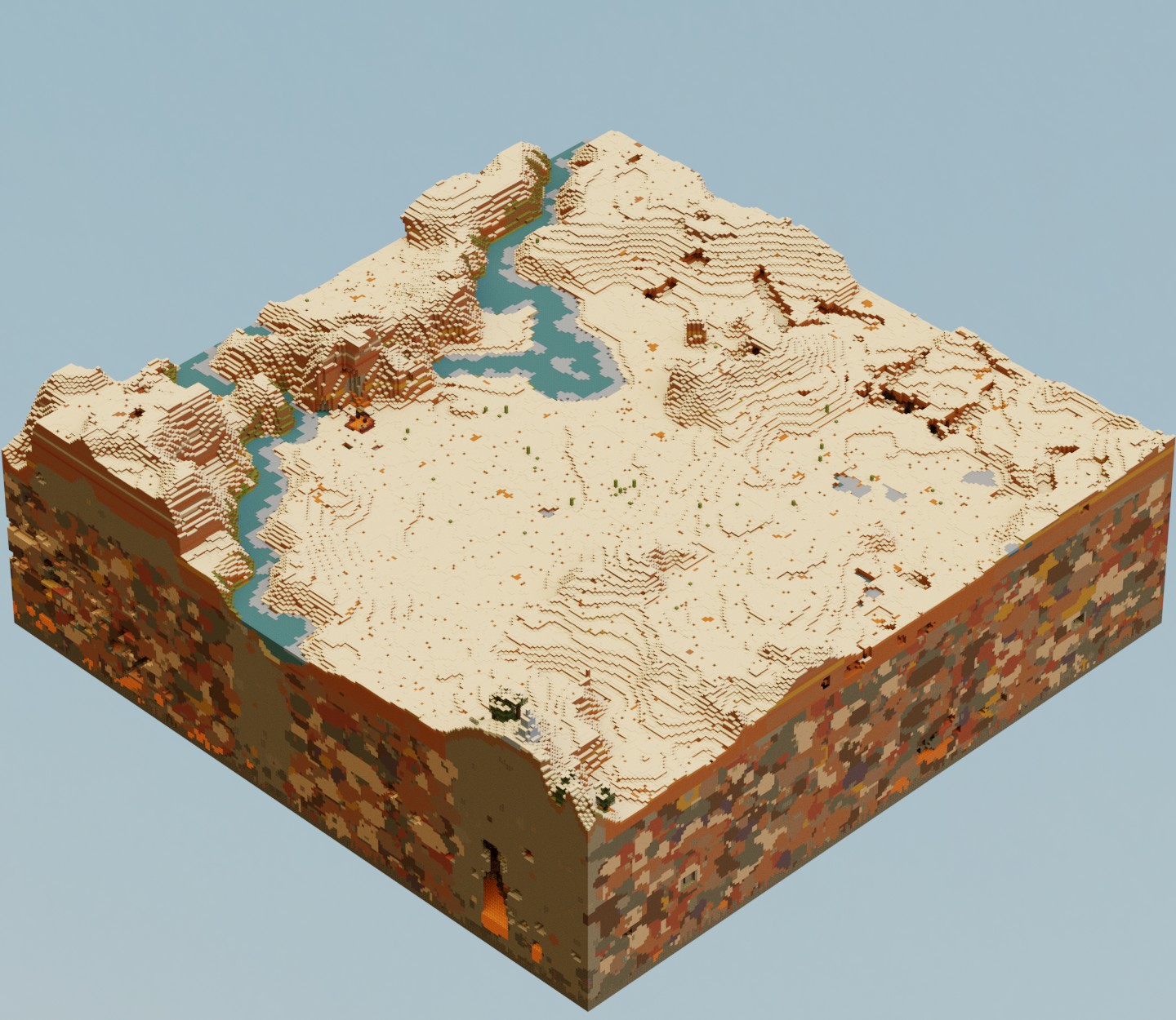 Thumbnail Ever wondered what would happen to a mesa biome over the winter? well, this is it, the frozen mesa, and it is just that, in most ways, it is very similar to the regular mesa, just in a cooler climate, and also the underground mesa generates here.