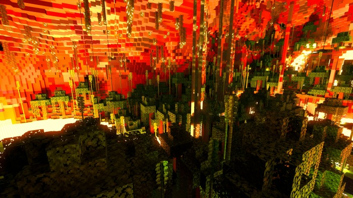Thumbnail The underground lush mesa generates below lush mesa biomes, it is like the underground jungle, and like the underground mesa, the underground lush mesa is made from terracotta instead of stone.