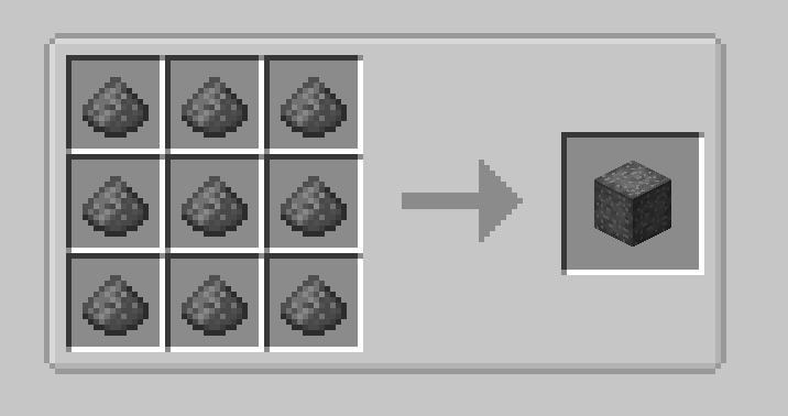 Recipe 1 (gunpowder to block)