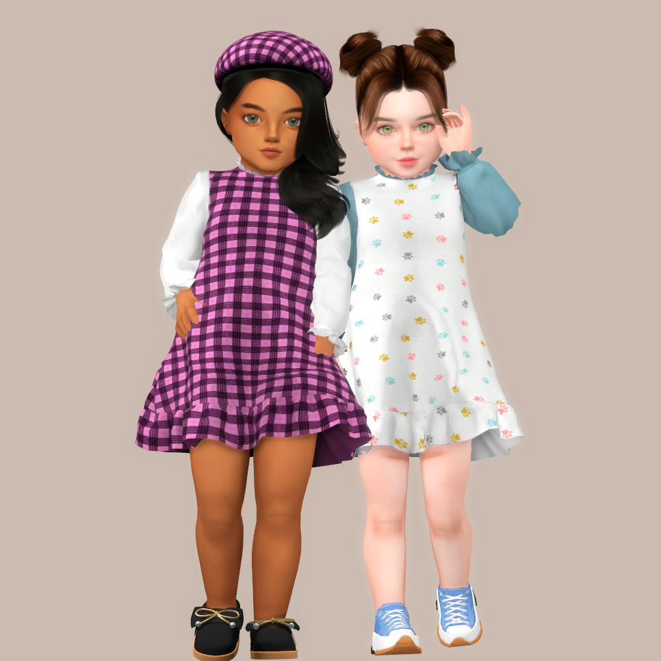 [Simna] Molly Dress & Beret Hat Set - toddler vers. - The Sims 4 Create ...