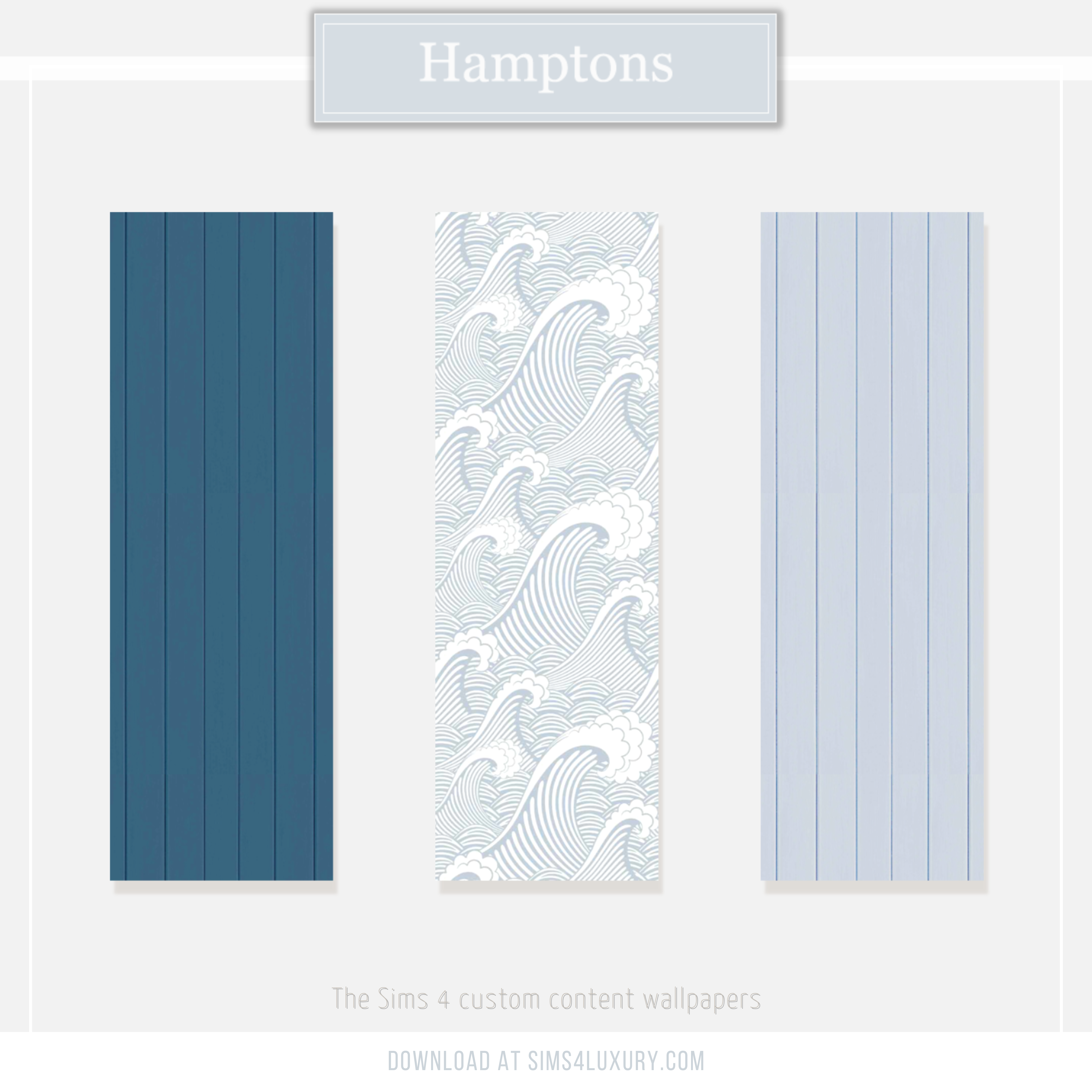The Hamptons - Blue wood panel - Wallpaper